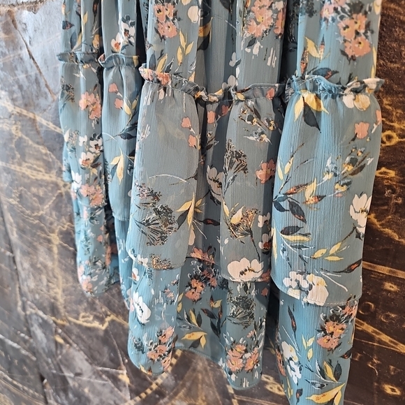 Womens Dress Size S V-Neck Teal Floral iZ Byer - Picture 4 of 5